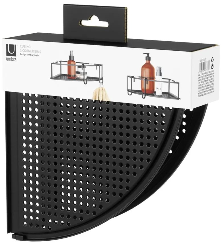 Rafturi negre de colț autoadezive din oțel 2 buc. Cubiko – Umbra