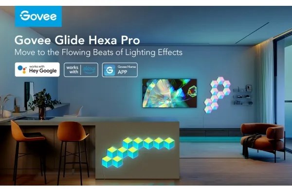 SET 10x corp de iluminat LED Govee Glide Hexa Pro LED Smart RGBIC Wi-Fi