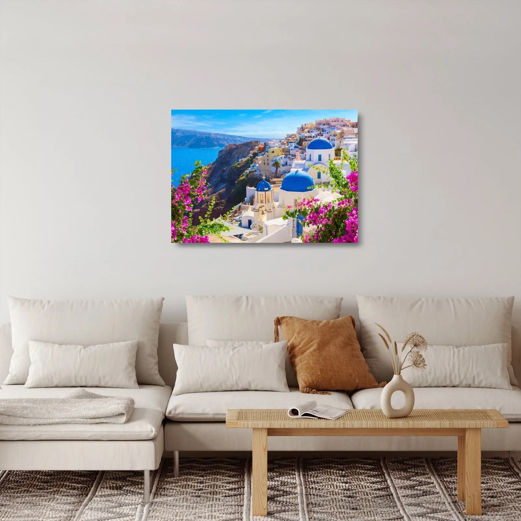 Tablou pe sticlă - Santorini, Grecia (70x50 cm)