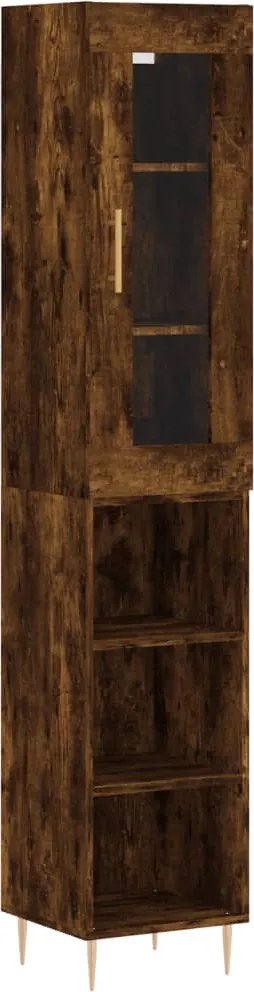 vidaXL Dulap înalt, stejar fumuriu, 34,5x34x180 cm, lemn prelucrat