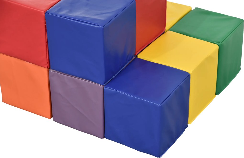 Set HOMCOM 12 Cuburi Moi fara Ftalati, Joc Educativ pentru Copii peste 2 ani, 20x20x20cm, Multicolor | Aosom Romania