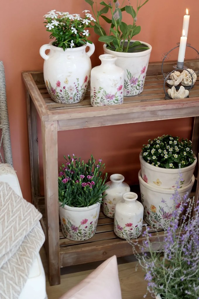 Ghiveci din ceramica, cu motive florale, D19cm, Avignon