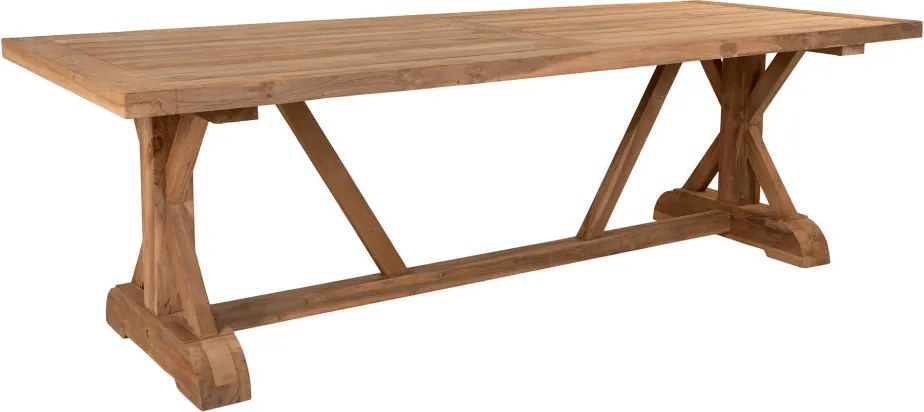 Volos masă de grădină, tec, natural, 100x240x75 cm