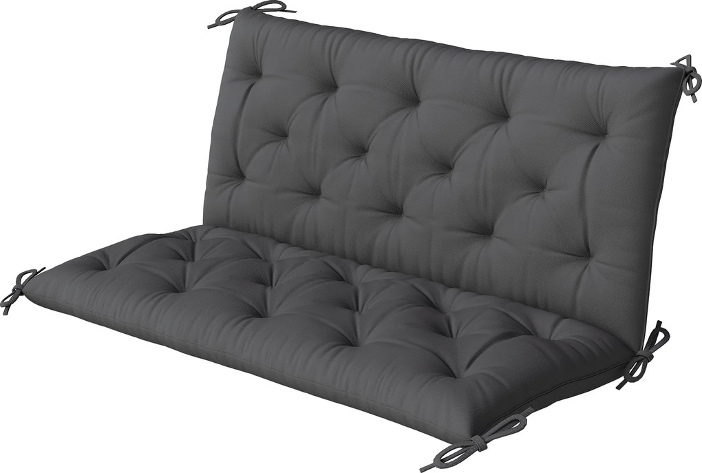Outsunny Pernă pentru Bancă de Grădină sau pentru Balansoar de Grădină 120x110x12 cm de 2 Locuri cu 6 Șnururi de Fixare Negru | Aosom Romania