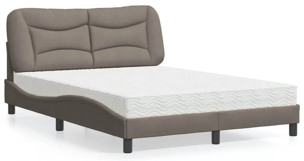 vidaXL Pat cu saltea, gri taupe, 120x200 cm, textil