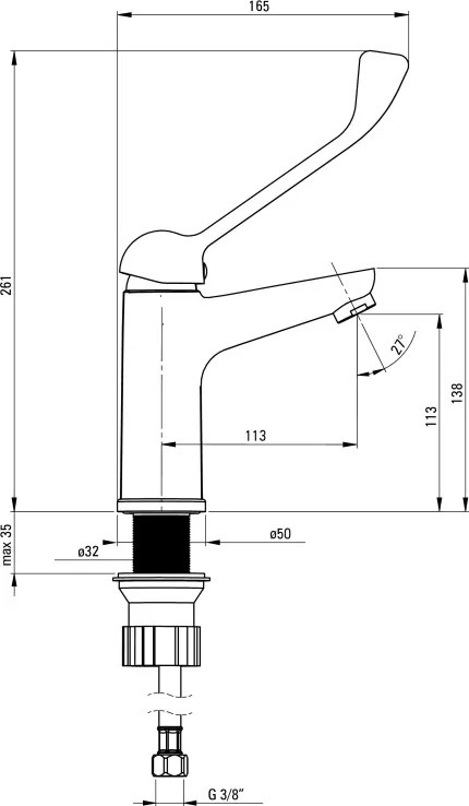 Boro Baterie pentru chiuvetă, cu mâner Clinic Finisaj: Crom BMO_020C