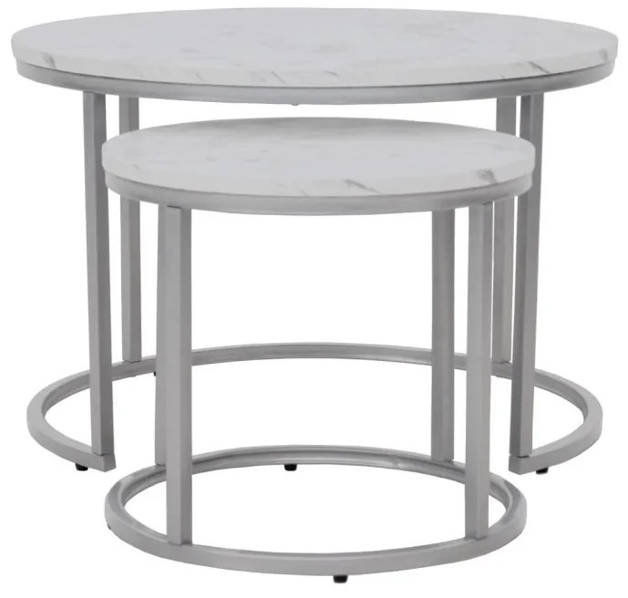 Set 2 mese de cafea Paola - marmura/silver