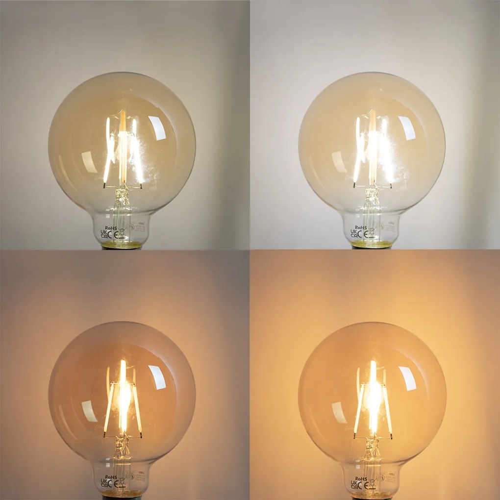 Set de 5 becuri LED inteligente E27 G95 aurii 4.9W 470lm 1800-4000K