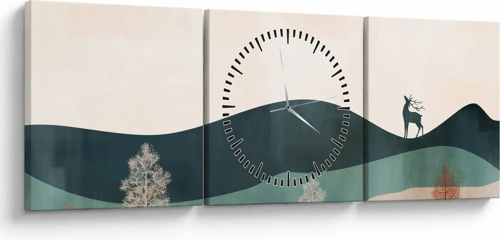 Tablou - Peisaj ilustrat (cu ceas) (90x30 cm)