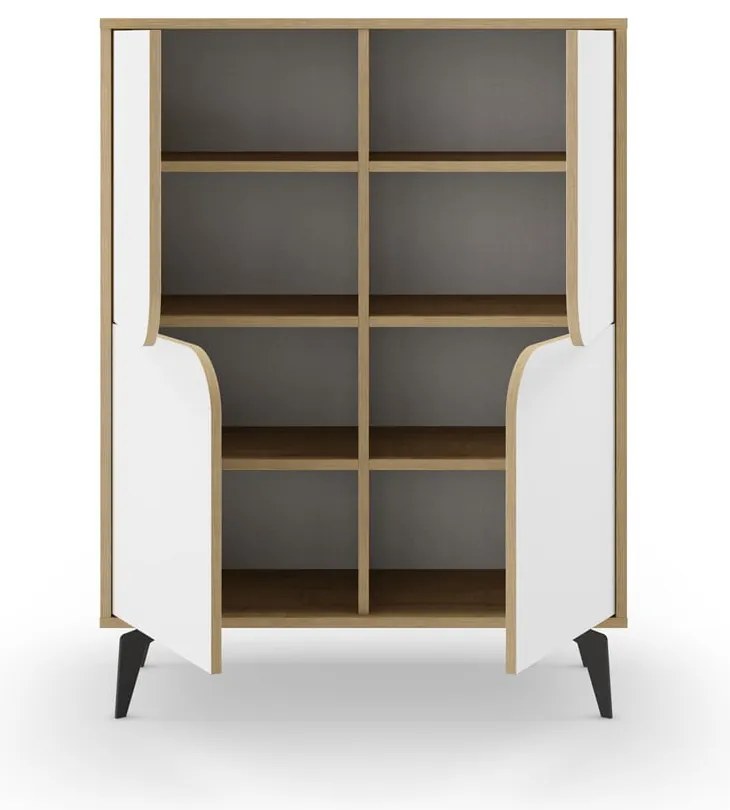 Dulap alb/în culoare naturală cu aspect de lemn de stejar 90x120 cm Nola – Marckeric