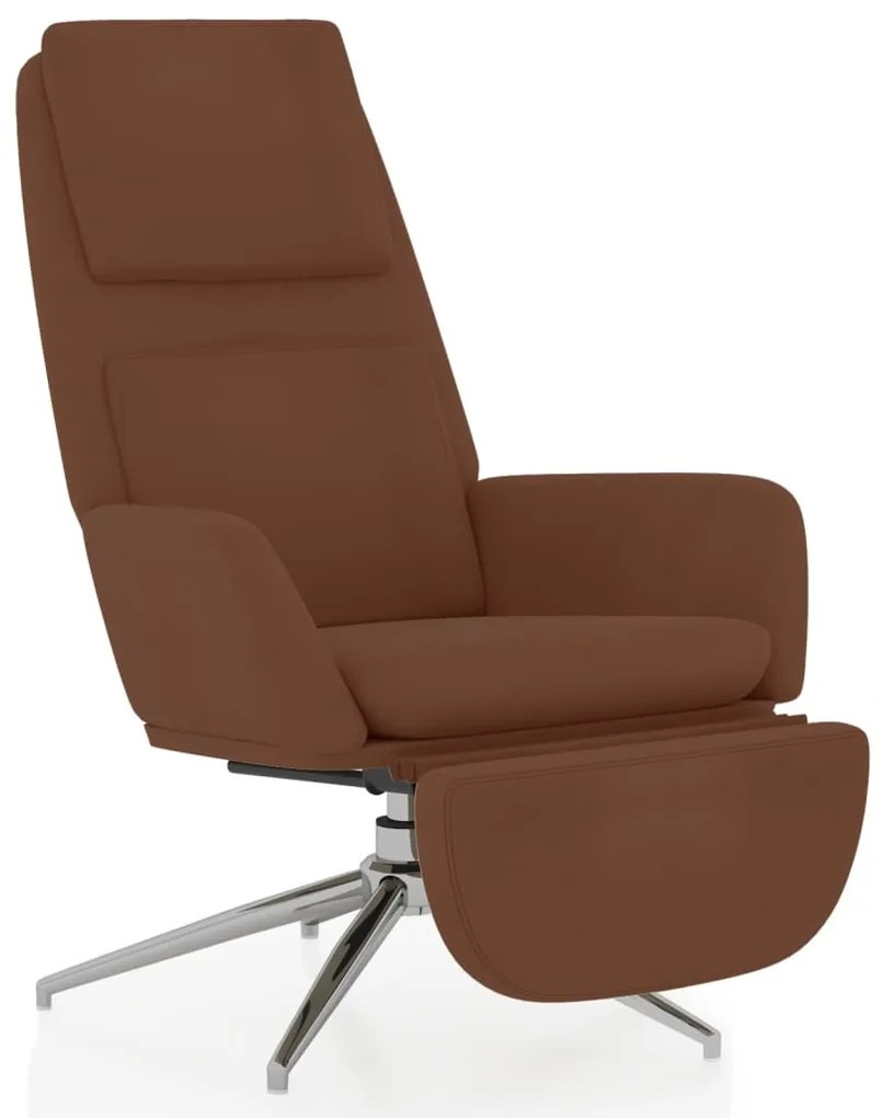 3097785 vidaXL Scaun de relaxare cu taburet, maro, microfibră
