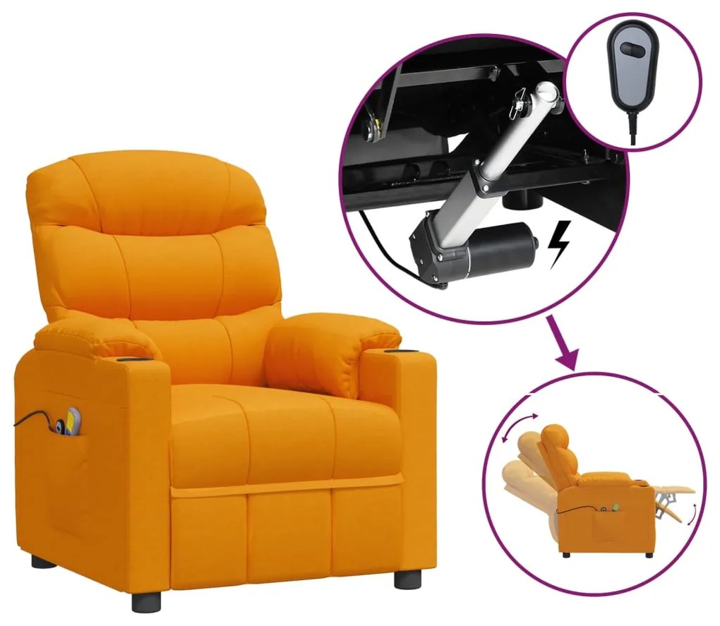3143514 vidaXL Fotoliu de masaj electric, galben închis, material textil