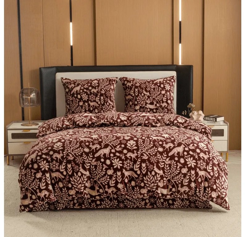 Lenjerie cocolino FOREST ANIMALS vinove Dimensiune lenjerie de pat: 70 x 90 cm | 140 x 200 cm