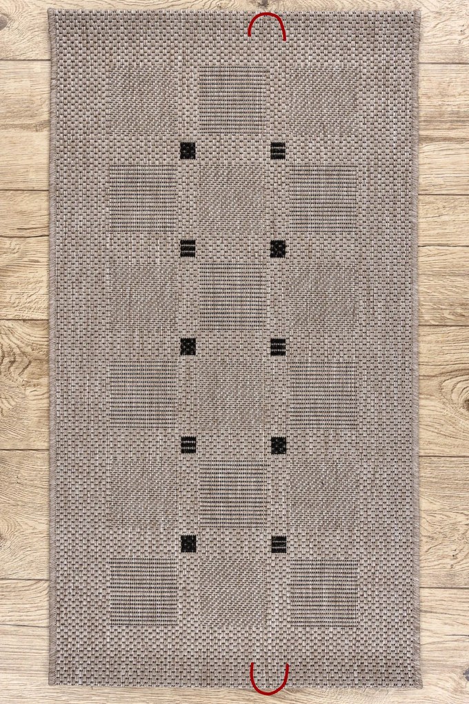 Covor sisal Floorlux 20079 Pătrat argintiu si negru - SECUNDAR-COTATI PRODUSUL