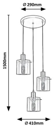 Lustră pe cablu 3xE27/40W/230V Rabalux