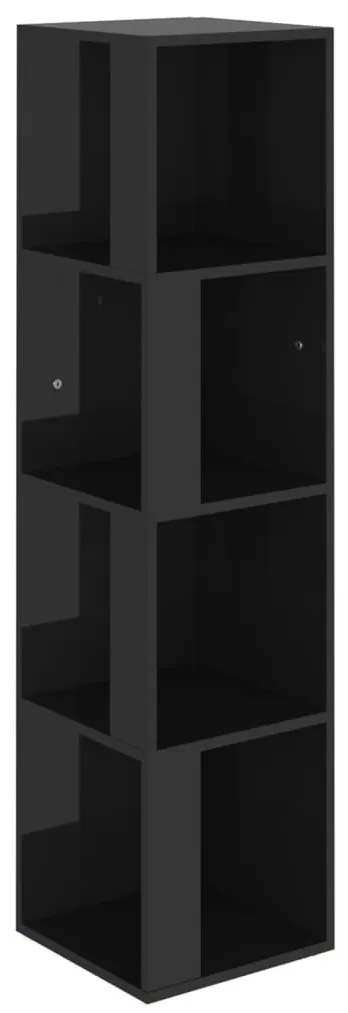 809042 vidaXL Dulap de colț, negru extralucios, 33x33x132 cm, PAL