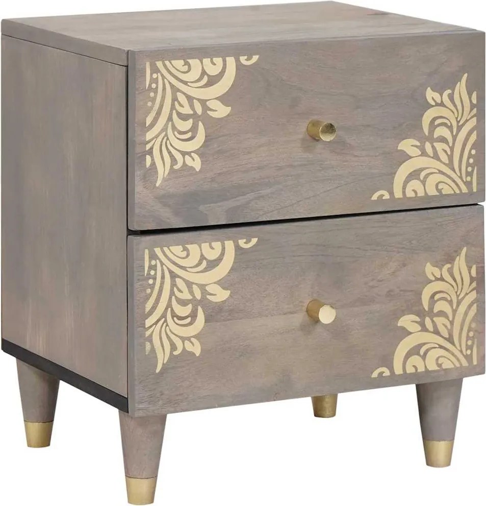 vidaXL Dulap de noapte Gri 40 x 33 x 46 cm Lemn de mango solid