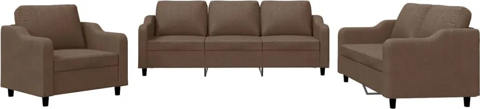 vidaXL Set de canapele cu perne, 3 piese, maro, textil