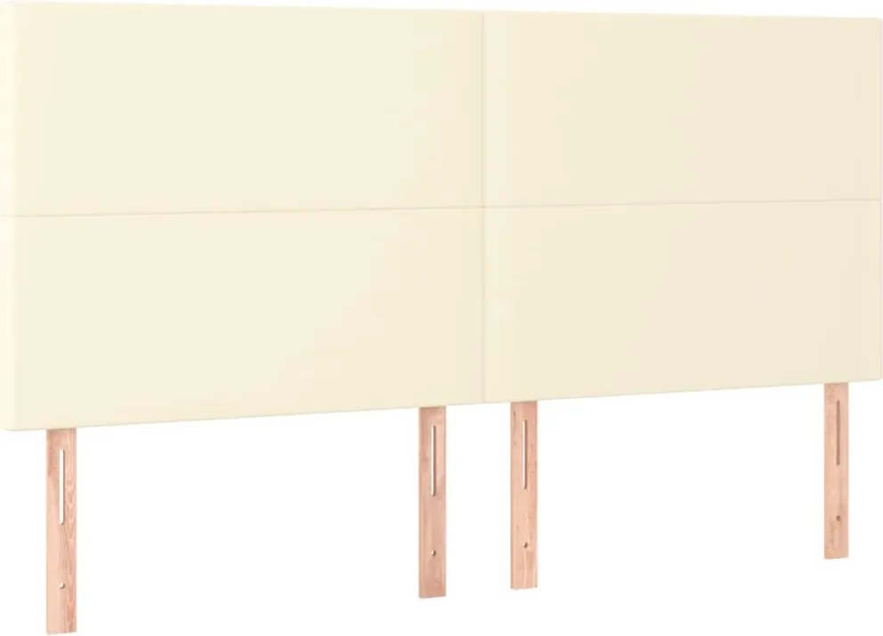 vidaXL Tăblie de pat crem 200x5x118/128 cm piele ecologică