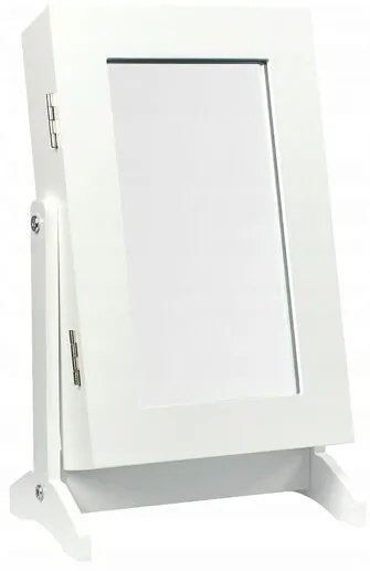 Cabinet bijuterii cu oglinda, alb 21x15x35 cm