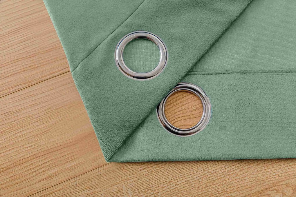 Perdele opace VELVET mentol 140x250 cm (2 buc), inele metalice
