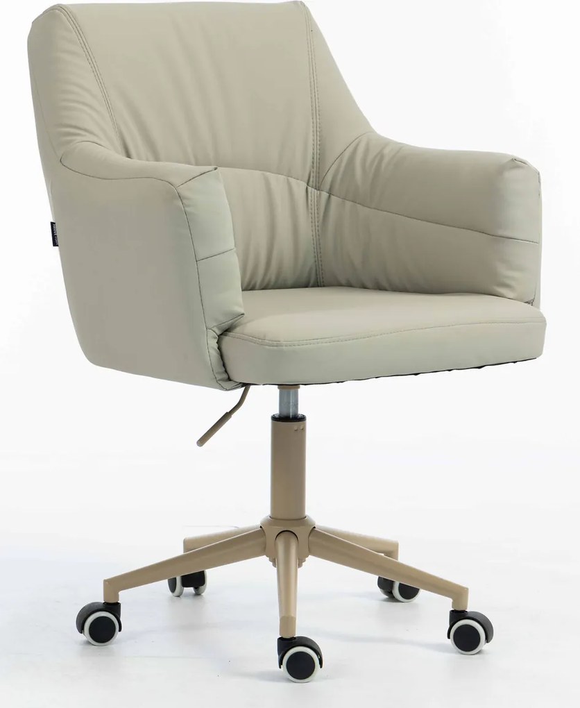 HR840K Scaun Culoarea Inului Piele Ecologica Premium Soft cu Bază Crem