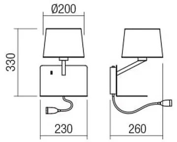 Redo 01-1807 - Aplică perete LED TOMO 1xE27/42W/230V+1xLED/3W