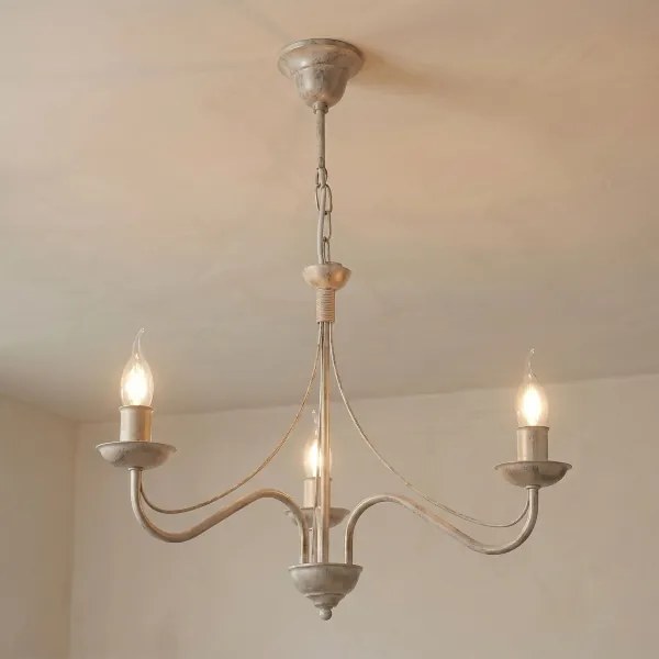 Lustră pe lanț ANTON 3xE14/60W/230V patină albă
