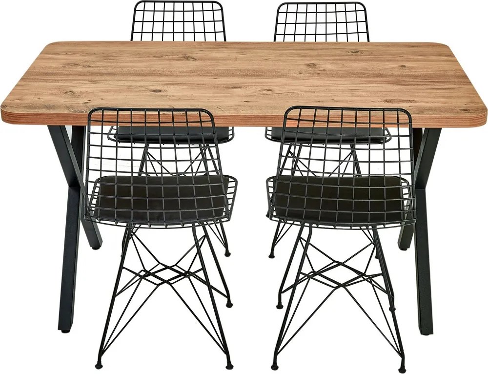 Masa bucatarie texturata, nuc-negru,120x70x75 cm,60124