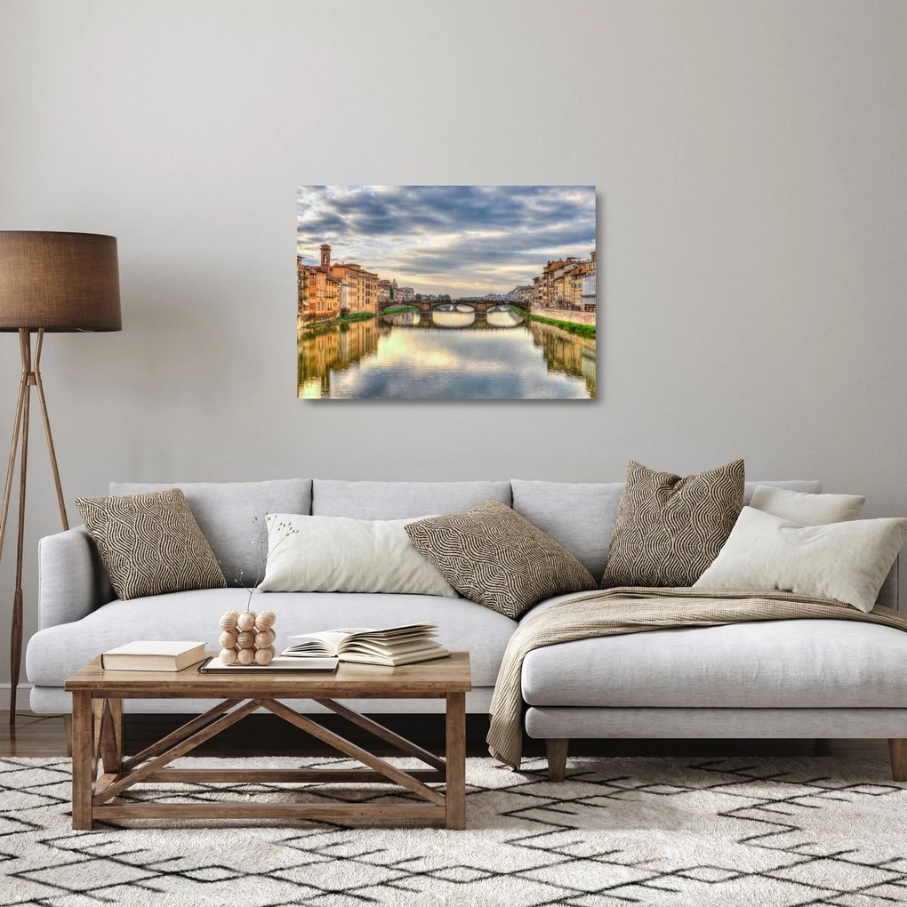 Tablou pe sticlă - Pod peste râu (70x50 cm)