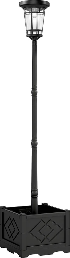 Outsunny Lanternă solară lampă de podea cu ghiveci 195cm Lampa de grădină exterioară cu 2 trepte de luminozitate comutator de control al luminii IP44 | Aosom Romania