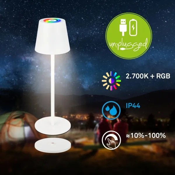 Briloner 7517016 - Lampă de masă LED RGB dimmabilă CILANO 3W/5V IP44 2000 mAh albă
