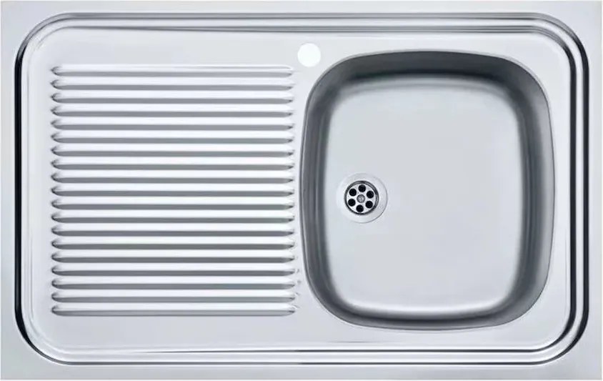 Chiuveta bucatarie inox Franke Simplex 80x50 cm cu 1 cuva cu picurator stanga finisaj texturat