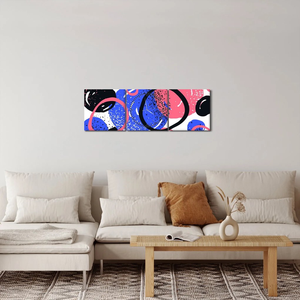 Tablou - Motiv cercuri în culori vii (cu ceas) (90x30 cm)