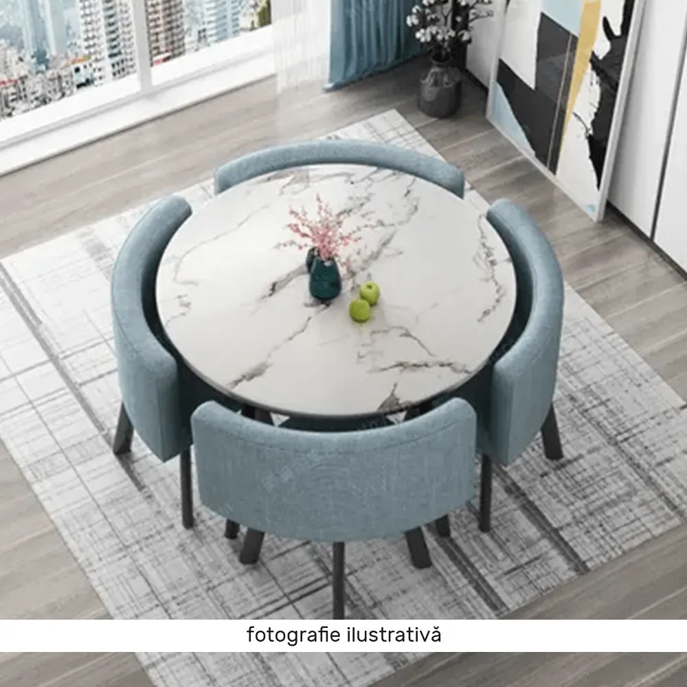 Set de mobilier dining 1+4, alb/negru, BEVAN NEW