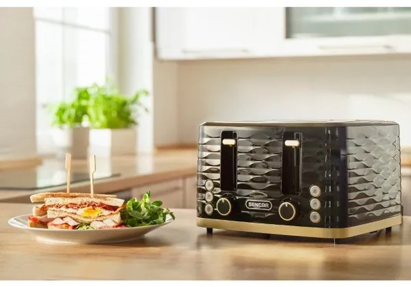Sencor Prăjitor de pâine cu 4 fante, 1600W/230V, negru/bej