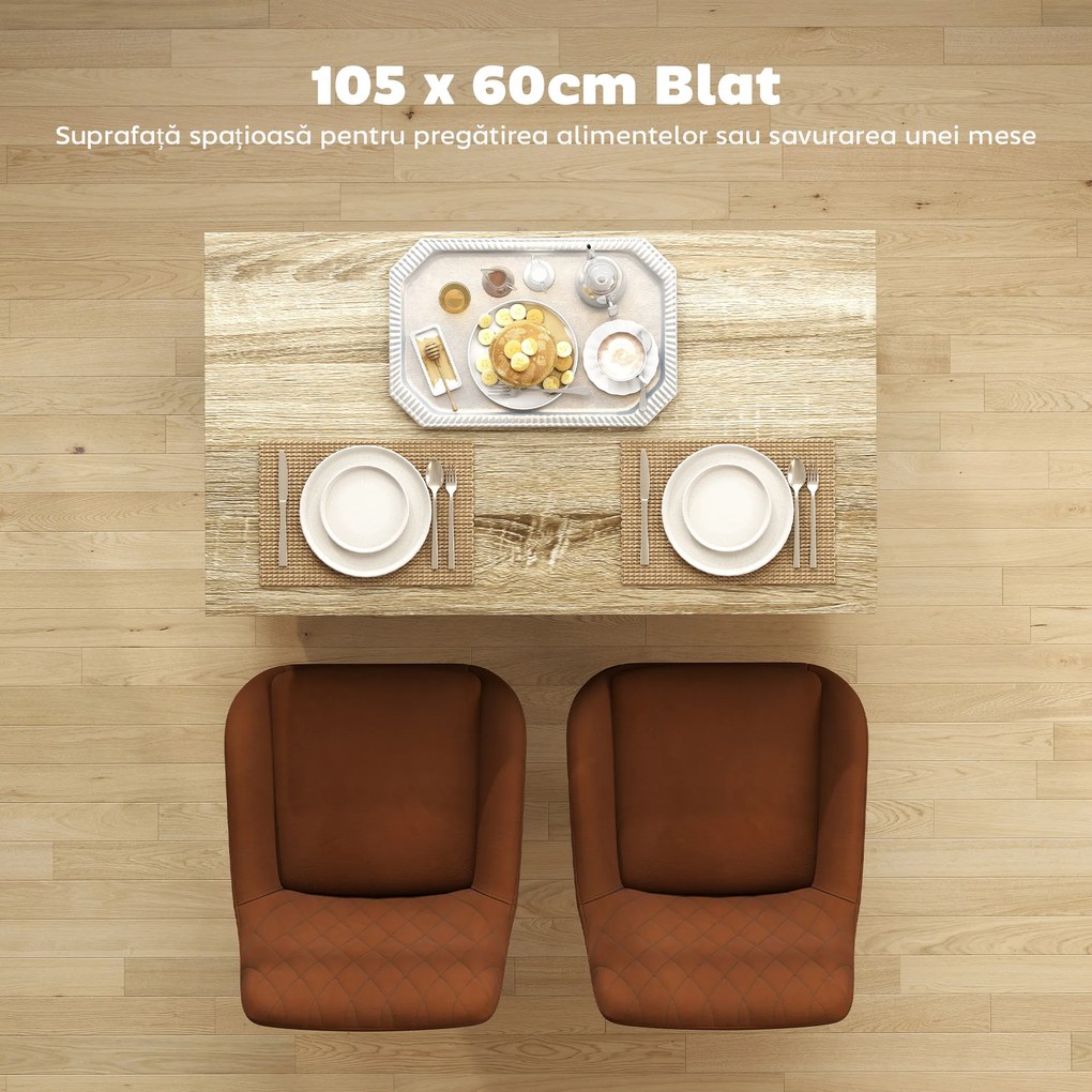 HOMCOM Insulă de Bucătărie cu Bar, Cărucior de Bucătărie cu 2 Compartimente Deschise și 2 Dulapuri, 105x60x82 cm, Negru | Aosom Romania