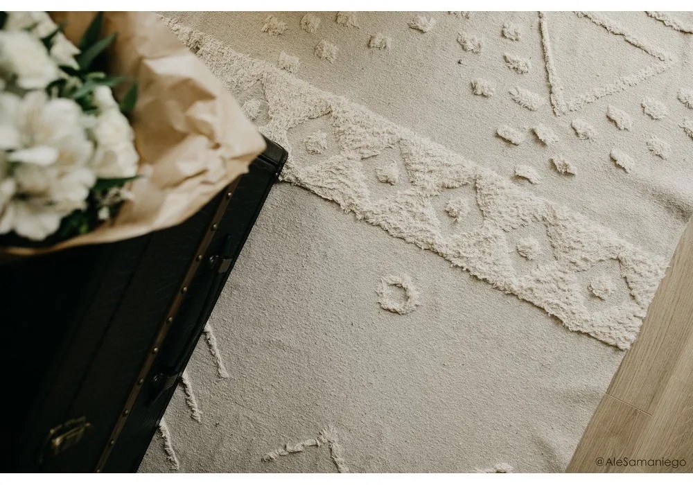 Covor alb lavabil/țesut manual din bumbac 170x240 cm Tribu Natural – Lorena Canals