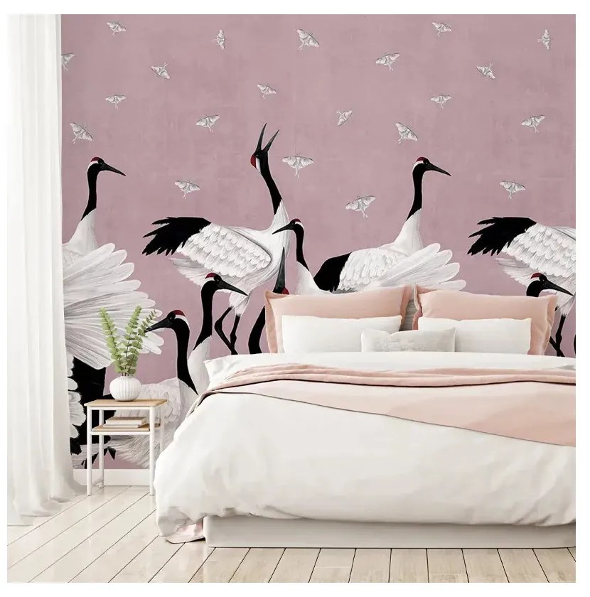 Tapet VLAdiLA Grus Japonesis in Pink 520 x 300 cm