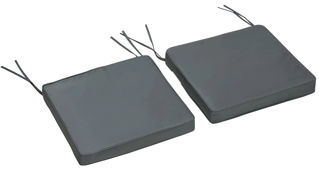 Outsunny Set de 2 perne pentru fotolii de grădină Pernă pentru scaun de exterior Perne de șezut detasabile Umplutură de 5 cm Tesatura de poliester dim. 45L x 45l cm Gri închis | Aosom Romania