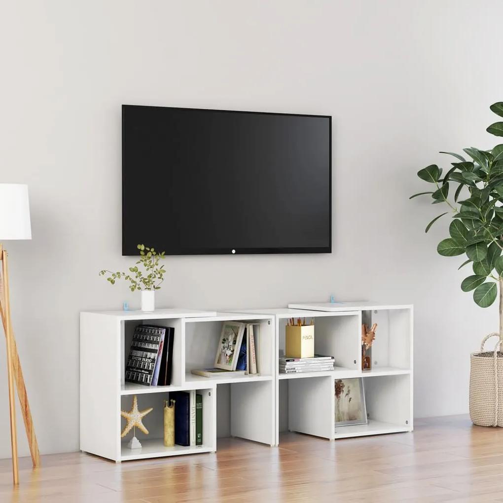 Comoda TV, alb extralucios, 104x30x52 cm, PAL