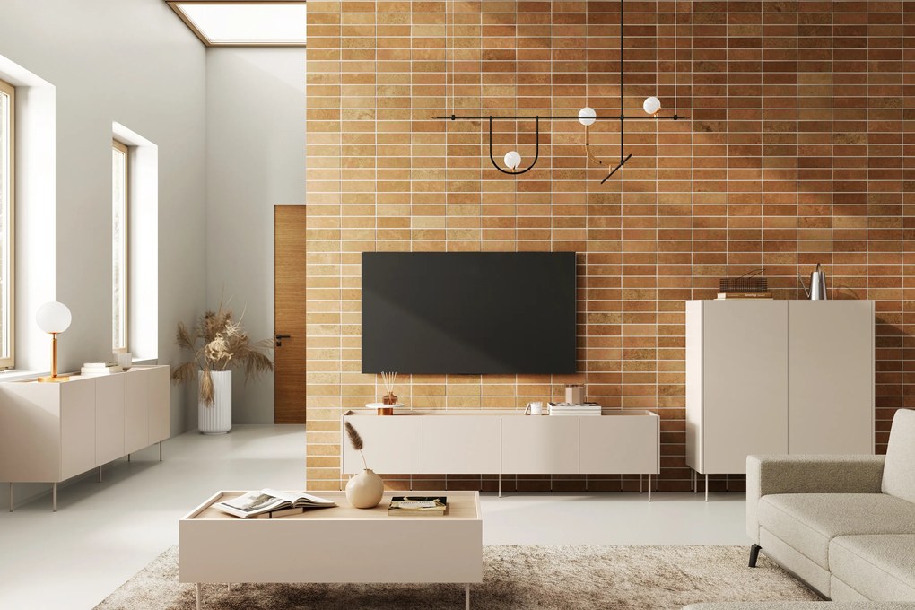 Comodă TV pe picioare metalice Desin 220 cm - cașmir / stejar nagano