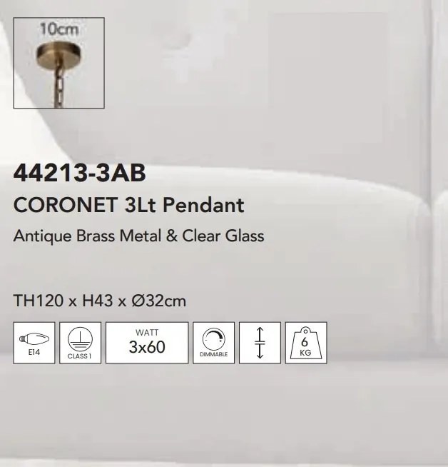 Lustra design vintage Coronet 3Lt, alama antic
