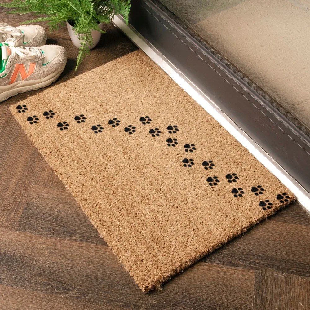 Covoraș de intrare din fibre de nucă de cocos 40x60 cm Paw Prints – Artsy Doormats