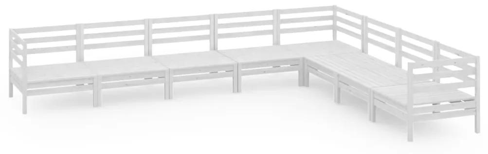 3083105 vidaXL Set mobilier de grădină, 8 piese, alb, lemn masiv de pin