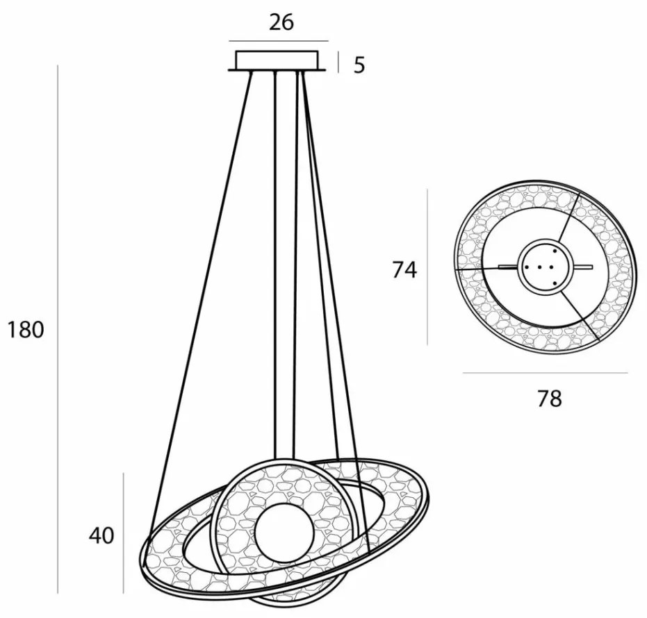 Lustra decorativa metal auriu, acrilic LED Alexia