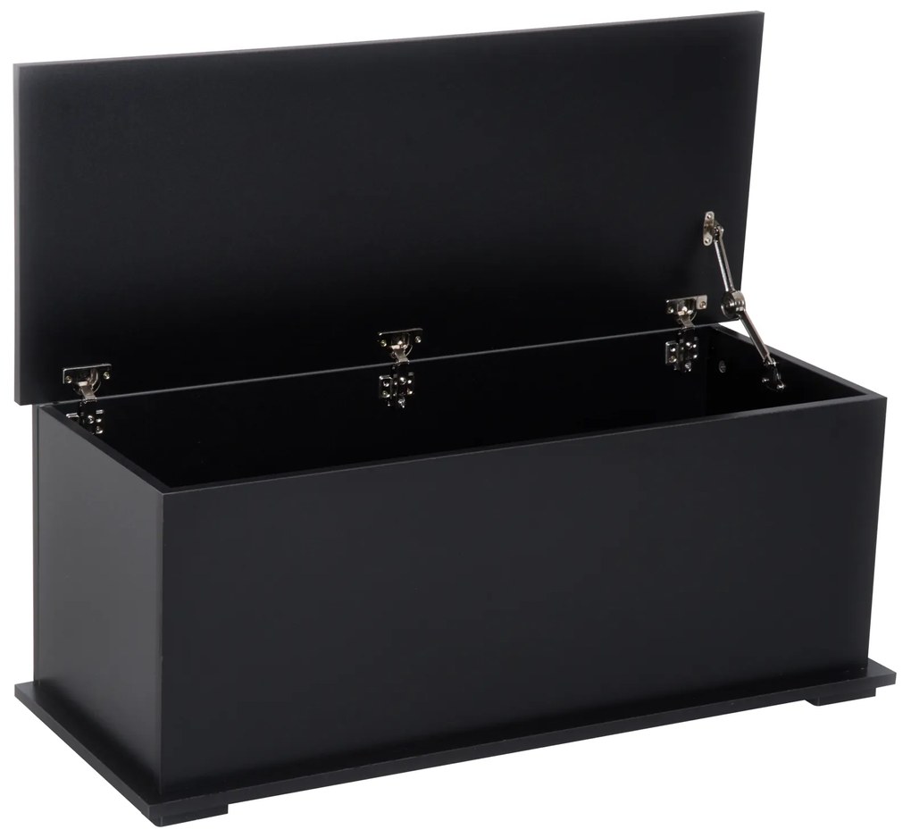 HOMCOM Cutie de depozitare cutie pentru jucării cu capacitate mare de depozitare și balamaua blocată din lemn 100 x 40 x 40 cm negru | Aosom Romania