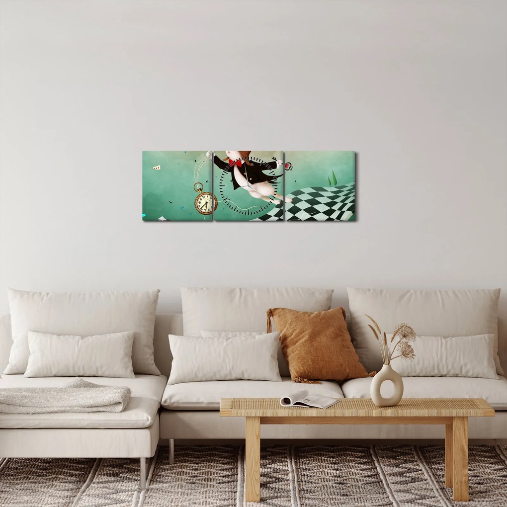 Tablou - Iepuraș fantezie (cu ceas) (90x30 cm)