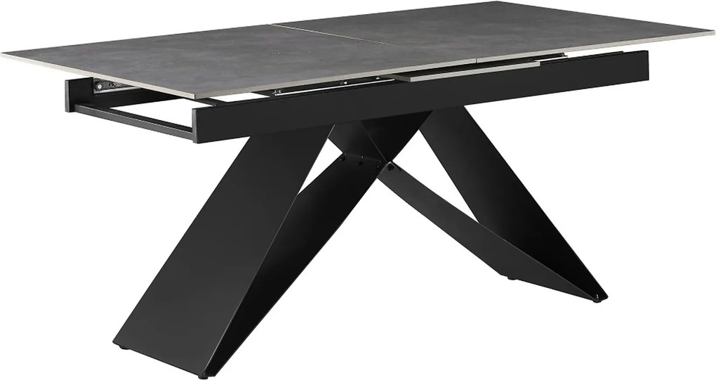 Masa extensibila MAJED, gri beton/negru, ceramica/metal, 160/200x90x75