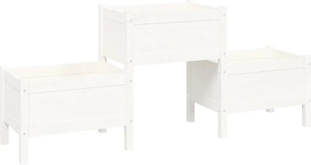 vidaXL Jardinieră, alb, 178,5x44x75 cm, lemn masiv de pin